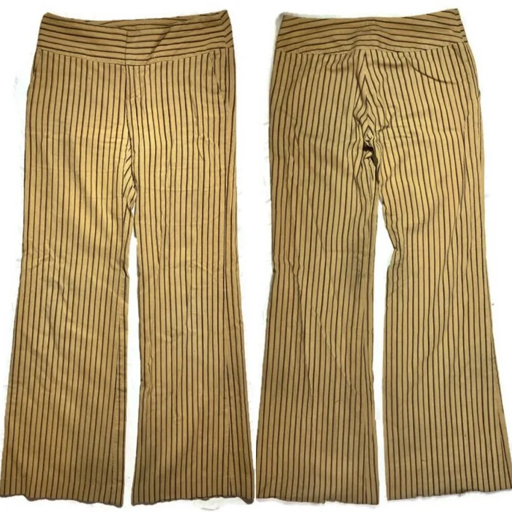 Vtg 90s Y2K black tan corduroy stripe wide leg flare pants Clueless goth grunge - Picture 2 of 6